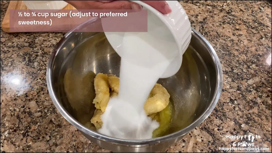 mixing ingredients for Banana Nut Bread recipe