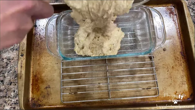 banana bread being poured into glassware