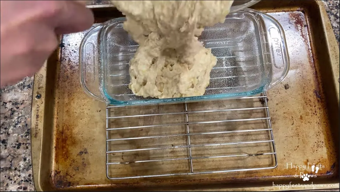 banana bread being poured into glassware