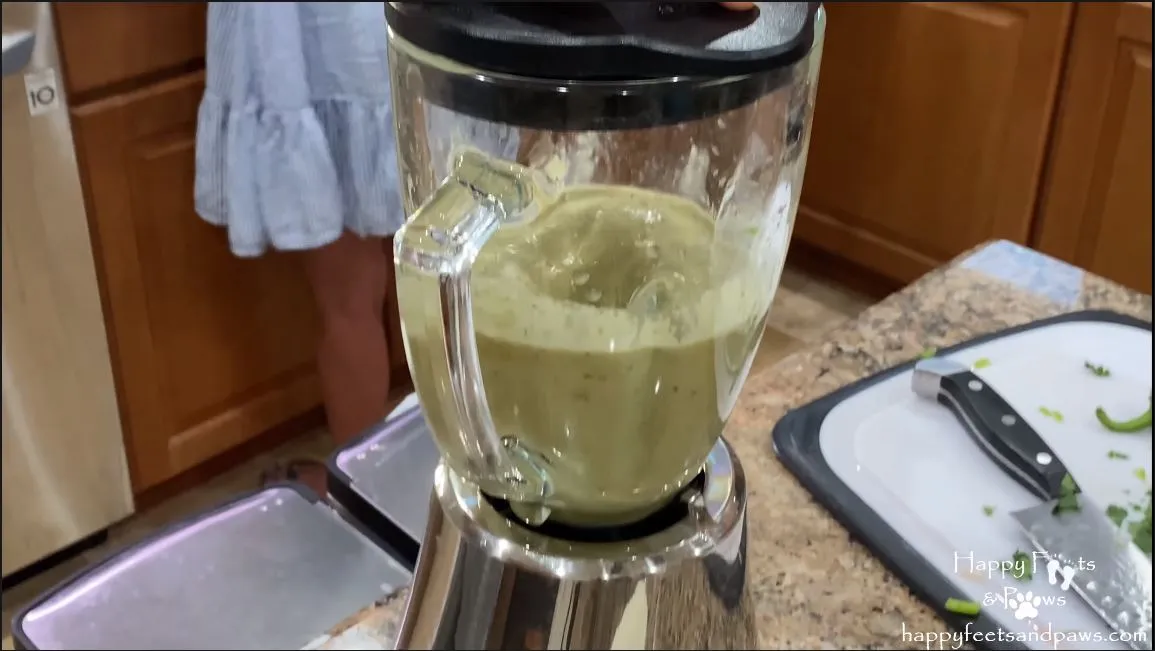 black bean salsa being processed in blender