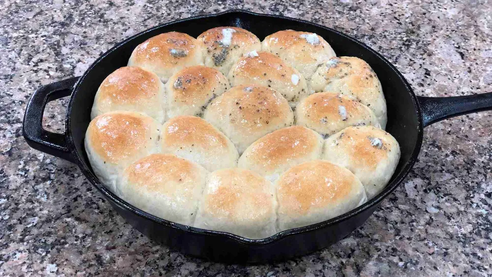 Home made cast iron bread rolls