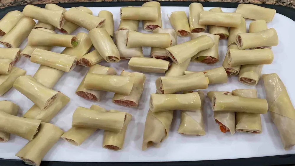 Home made Filipino lumpia before cooking