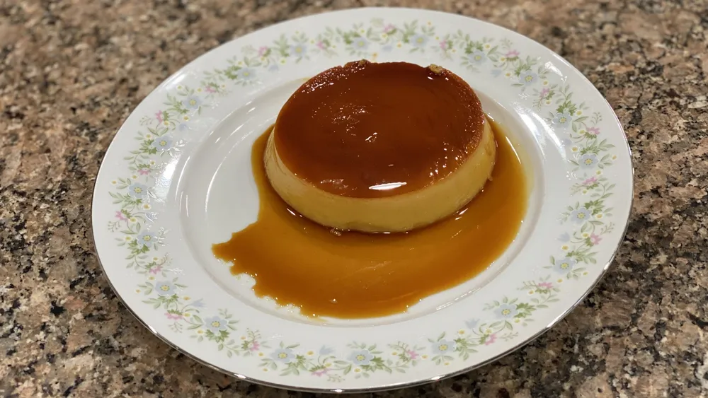 homemade leche flan on a plate