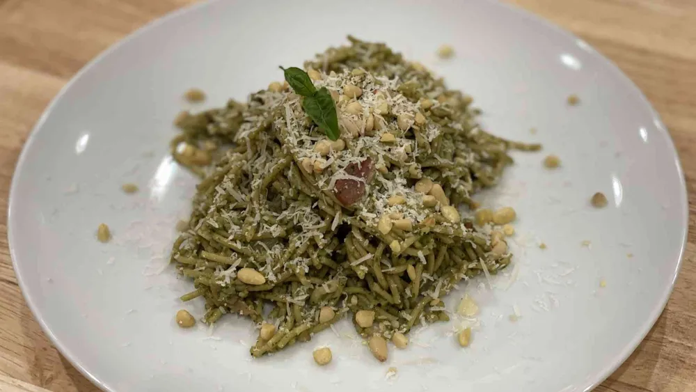 Pesto pasta on a plate