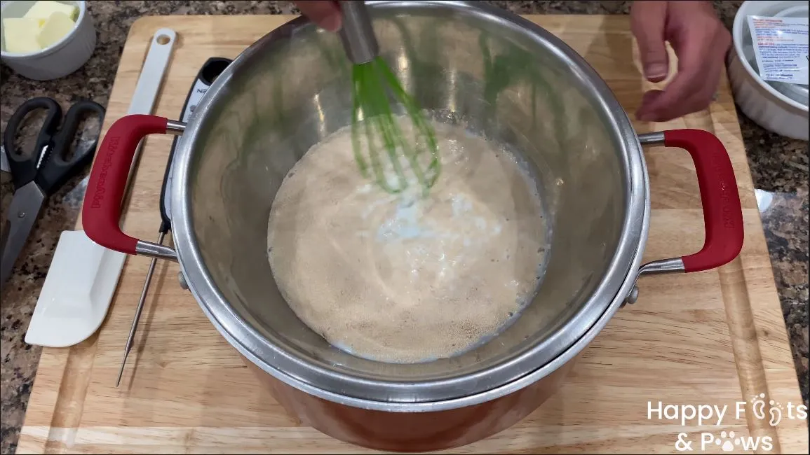 mixing ingredients in a bowl for shakoy