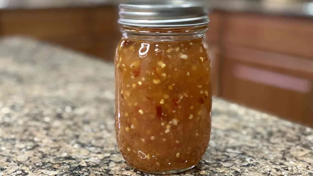 Homemade Sweet Chili Sauce in a mason jar